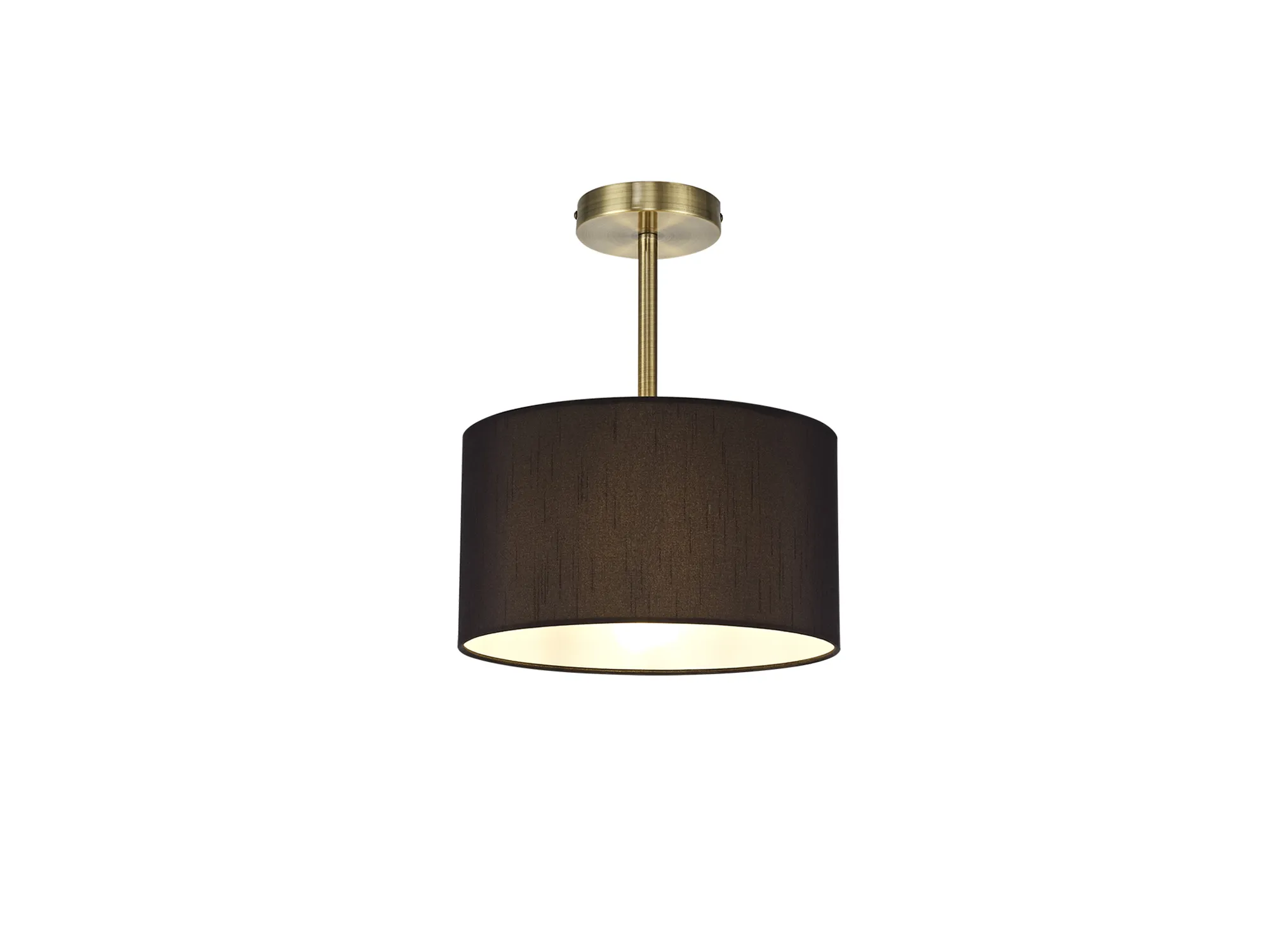 DK0165  Baymont 30cm Semi Flush 1 Light Antique Brass, Black